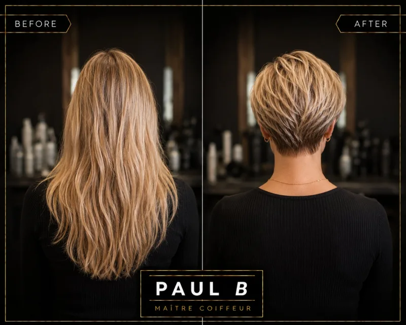 Hair transformation before and after — Maître Coiffeur Paul Bousaleh Vancouver